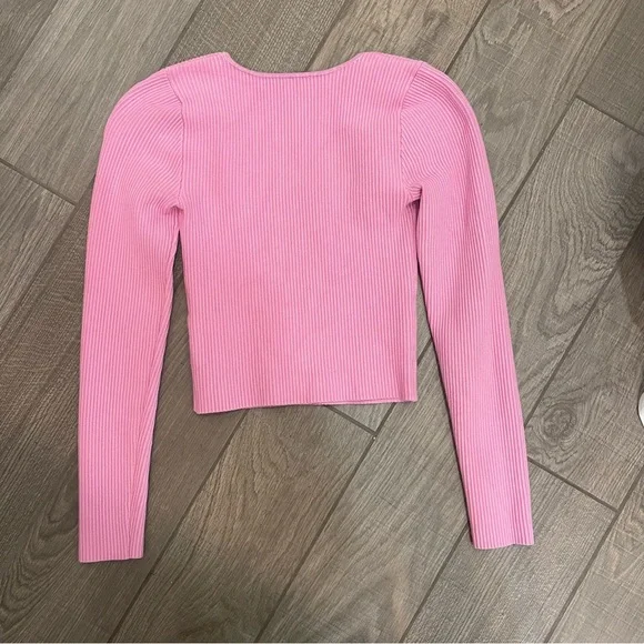 Abercrombie & Fitch Long Sleeve Ottoman Squareneck Top Pink - Picture 4 of 5